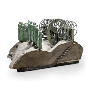 Asteroide: 9+9, 2010. 22×55×30 cm, bronce sobre piedra.