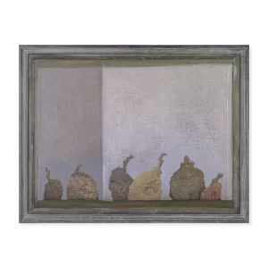 Frutos de duelo Nº 15, 1983. 64×84 cm, acrílico y óleo sobre lino y madera.